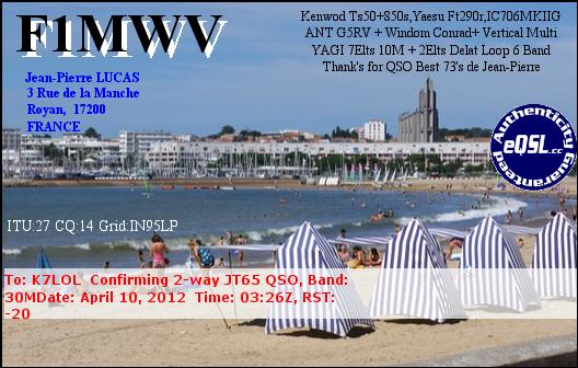 K7LOL ham radio QSL cards