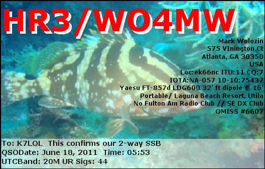 K7LOL ham radio QSL cards