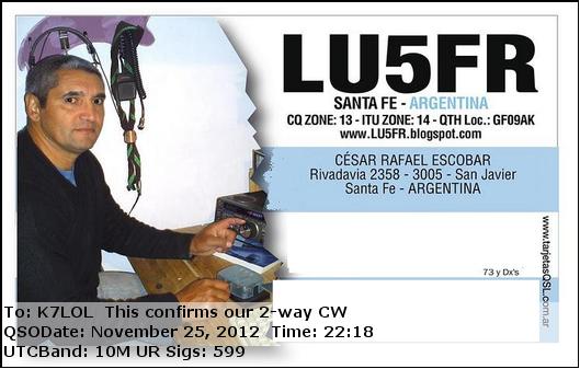 K7LOL ham radio QSL cards