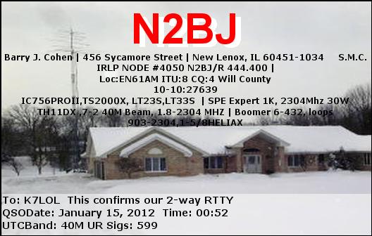 K7LOL ham radio QSL cards