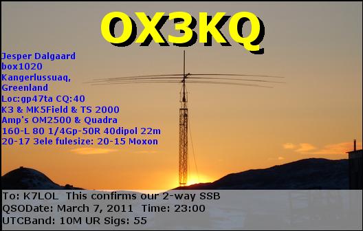 K7LOL ham radio QSL cards