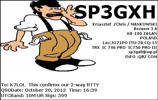 K7LOL ham radio QSL cards